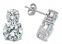 925 Sterling Silver CZ Dual Round Studs
