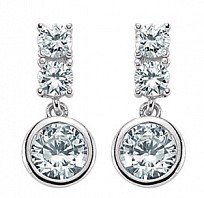 925 Sterling Silver CZ TRIPPLE ROUND STUD DROP