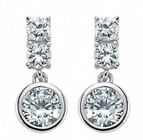 925 Sterling Silver CZ TRIPPLE ROUND STUD DROP