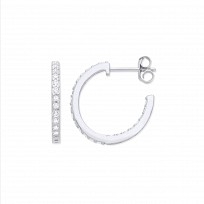 925 Sterling Silver CZ Micro Pave Hoop Earrings