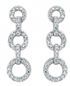 925 Sterling Silver CZ Micro Pave Chain Drop Earrings