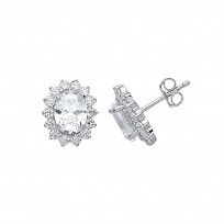 925 Sterling Silver CZ WHITE CLUSTER STUD