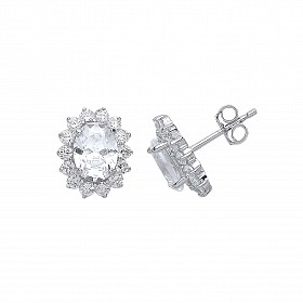 925 Sterling Silver CZ WHITE CLUSTER STUD