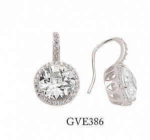 925 Sterling Silver CZ LARGE ROUND STUD W/MICRP PAVE BORDER