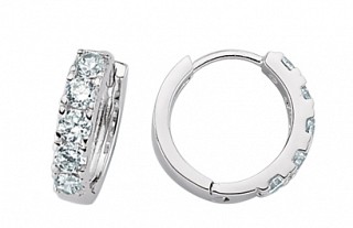 Silver CZ Micro Pave Hoop Earrings