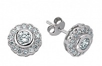 925 Sterling Silver CZ Micro Pave Circular Studs