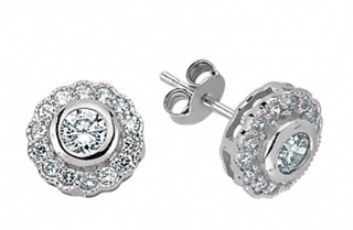 925 Sterling Silver CZ Micro Pave Circular Studs