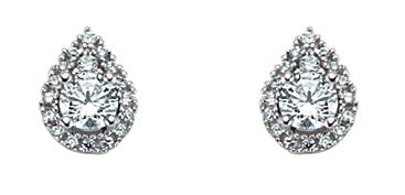 925 Sterling Silver Cubic Zirconia Tear Drop Cluster Earrings