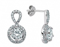 925 Sterling Silver CZ Stone Stud With Micro Pave Border