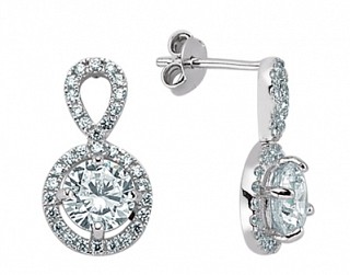 925 Sterling Silver CZ Stone Stud With Micro Pave Border