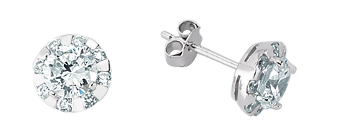 925 Sterling Silver Cubic Zirconia Round Halo Stud Earrings