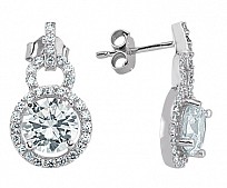 925 Sterling Silver CZ Studs With Micro Pave Border