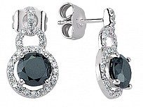 925 Sterling Silver Black CZ Studs With Micro Pave Border