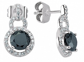 925 Sterling Silver Black CZ Studs With Micro Pave Border