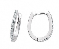 925 Sterling Silver CZ Micro Pave Hoop Earrings