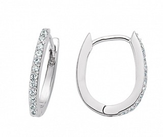 925 Sterling Silver CZ Micro Pave Hoop Earrings