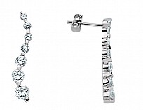 925 Sterling Silver Cubic Zirconia Wave Drop Earrings