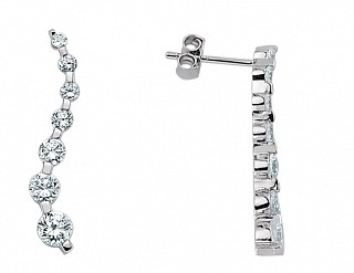 925 Sterling Silver Cubic Zirconia Wave Drop Earrings