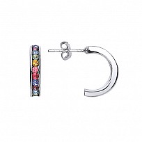 925 Sterling Silver Rainbow Half Loop Earring