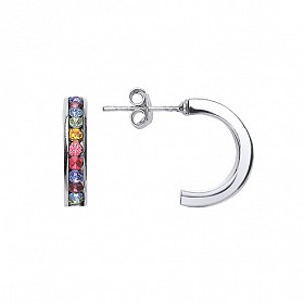 925 Sterling Silver Rainbow Half Loop Earring