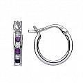 925 Sterling Silver Amethyst CZ Baby Sleeper Earrings