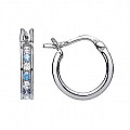 925 Sterling Silver Aqua CZ Baby Sleeper Earrings