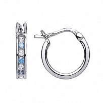 925 Sterling Silver Aqua CZ Baby Sleeper Earrings