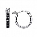 925 Sterling Silver Black CZ Baby Sleeper Earrings