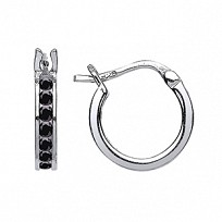 925 Sterling Silver Black CZ Baby Sleeper Earrings
