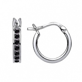 925 Sterling Silver Black CZ Baby Sleeper Earrings