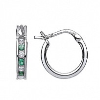925 Sterling Silver Emerald CZ Baby Sleeper Earrings