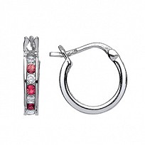 925 Sterling Silver Ruby CZ Baby Sleeper Earrings