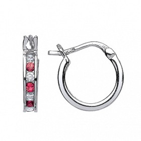 925 Sterling Silver Ruby CZ Baby Sleeper Earrings