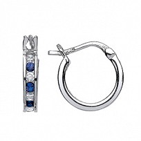925 Sterling Silver Sapphire CZ Baby Sleeper Earrings