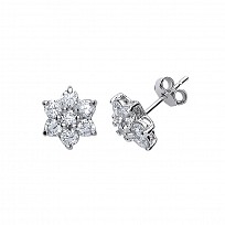 925 Sterling Silver CZ CLUSTER EARRINGS