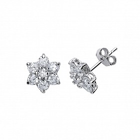 925 Sterling Silver CZ CLUSTER EARRINGS