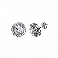 925 Sterling Silver CZ CLUSTER STUD EARRINGS