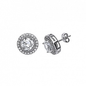 925 Sterling Silver CZ CLUSTER STUD EARRINGS