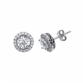 925 Sterling Silver Cubic Zirconia Cluster Stud Earrings