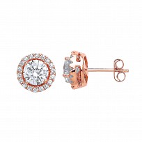 Rose Gold Plated CZ Cluster Stud Earrings