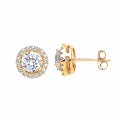 925 Sterling Gold Plated Cubic Zirconia Cluster Stud Earrings