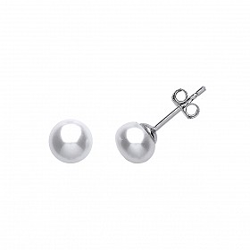 925 Sterling Silver WHITE SHELL PEARL RHODIUM  STUD EARRINGS