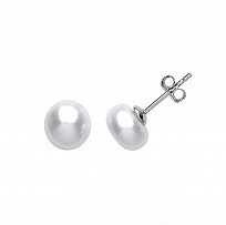925 Sterling Silver WHITE SHELL PEARL RHODIUM  STUD EARRINGS