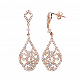925 Sterling Silver CZ ROSE GOLD PLATED DROP EARRINGS