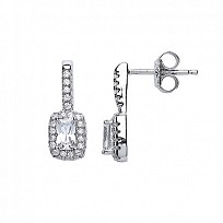 925 Sterling Silver CZ Fancy Drop Earrings