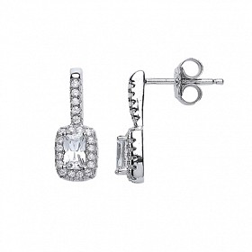 925 Sterling Silver CZ Fancy Drop Earrings