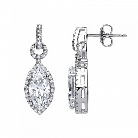 925 Sterling Silver CZ Fancy Drop Earrings