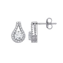 925 Sterling Silver CZ Fancy Drop Stud Earrings
