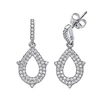 925 Sterling Silver CZ Fancy Pear Shape Drop Earrings
