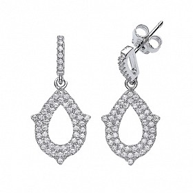 925 Sterling Silver CZ Fancy Pear Shape Drop Earrings